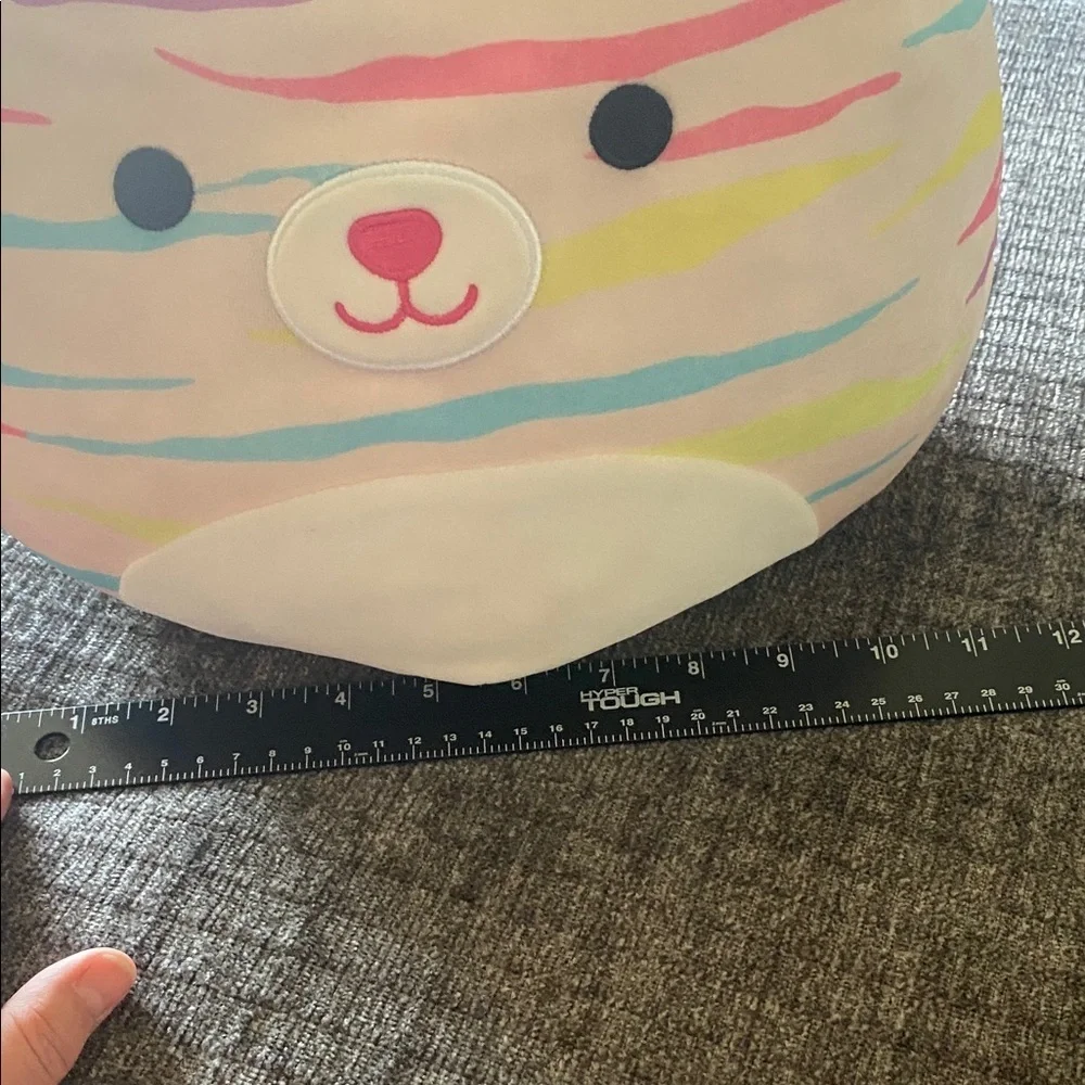 Squishmallows Colorful Large Striped Plush Cat Toy.